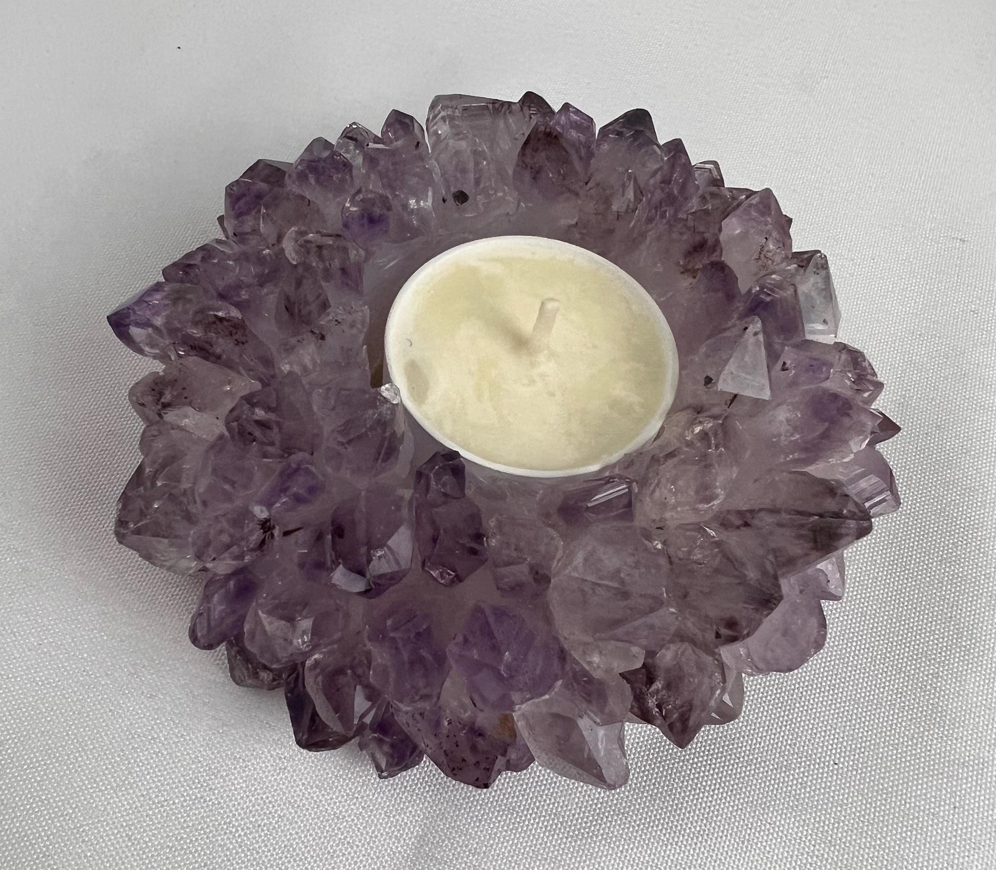 Purple Amethyst Crystal Candle Holder