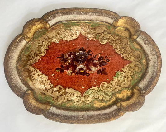 Italian Florentine Gilt Toleware Wood Tray