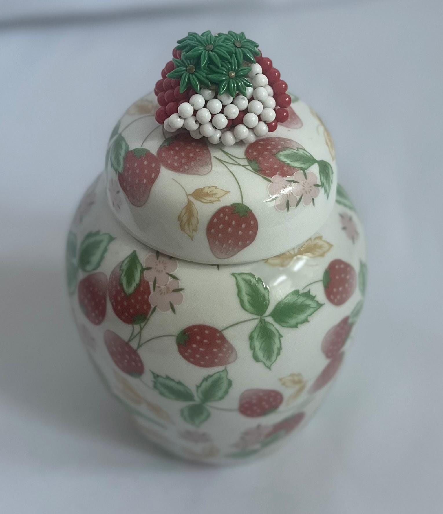 Strawberry Porcelain Ginger Jar & Heart Trinket Dish