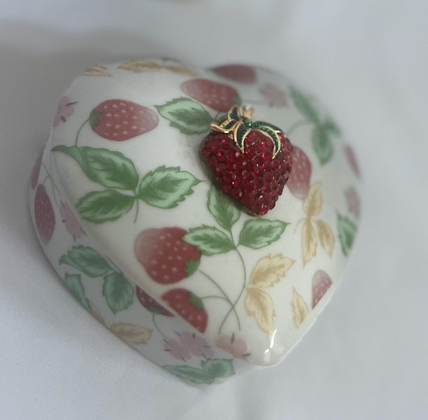 Strawberry Porcelain Ginger Jar & Heart Trinket Dish