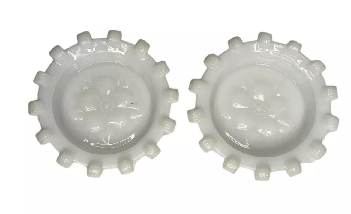 Pinwheel Design Milk Glass Coasters