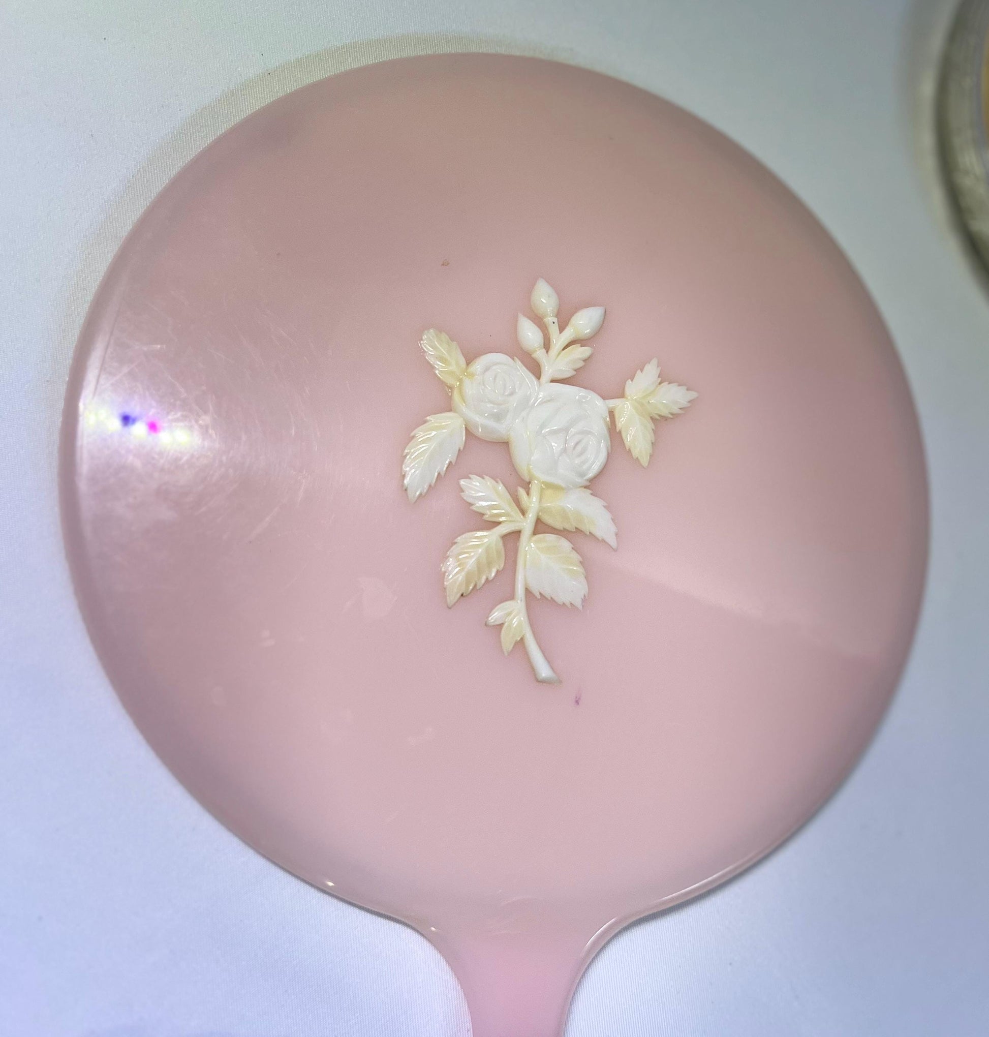 Lucite Handled Floral Vanity Plastic Handheld Mirrors
