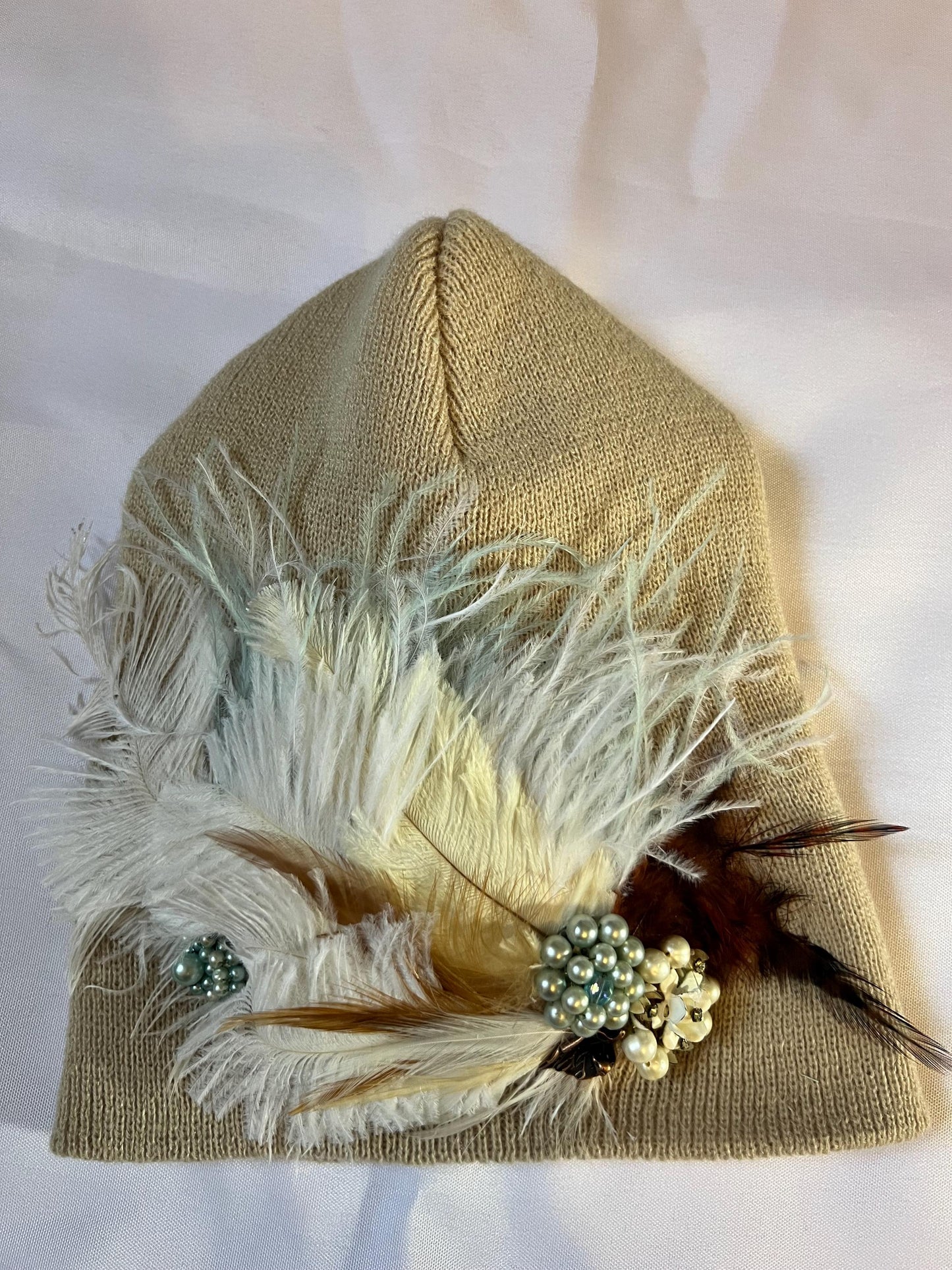 NEUTRAL Collection - Unique Feathered Flapper Fashionable Sparkly Winter Accessory