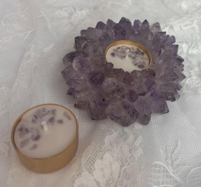 Purple Amethyst Crystal Candle Holder