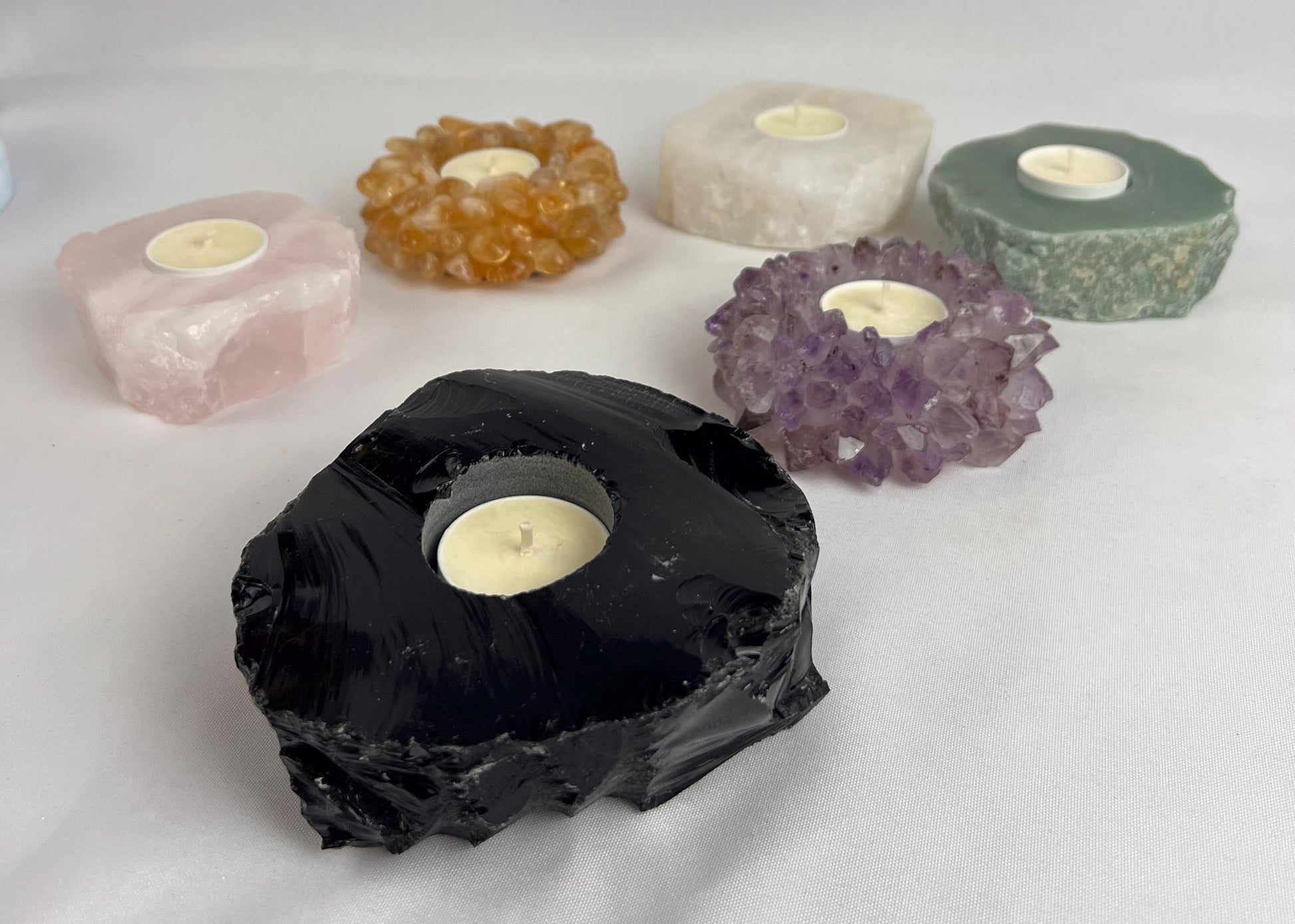 Black Obsidian Crystal Candle Holder