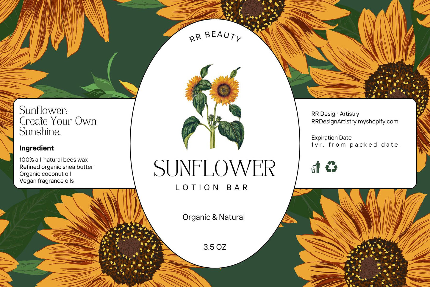 Sunflower Lotion Bar - Floral Lotion Bar