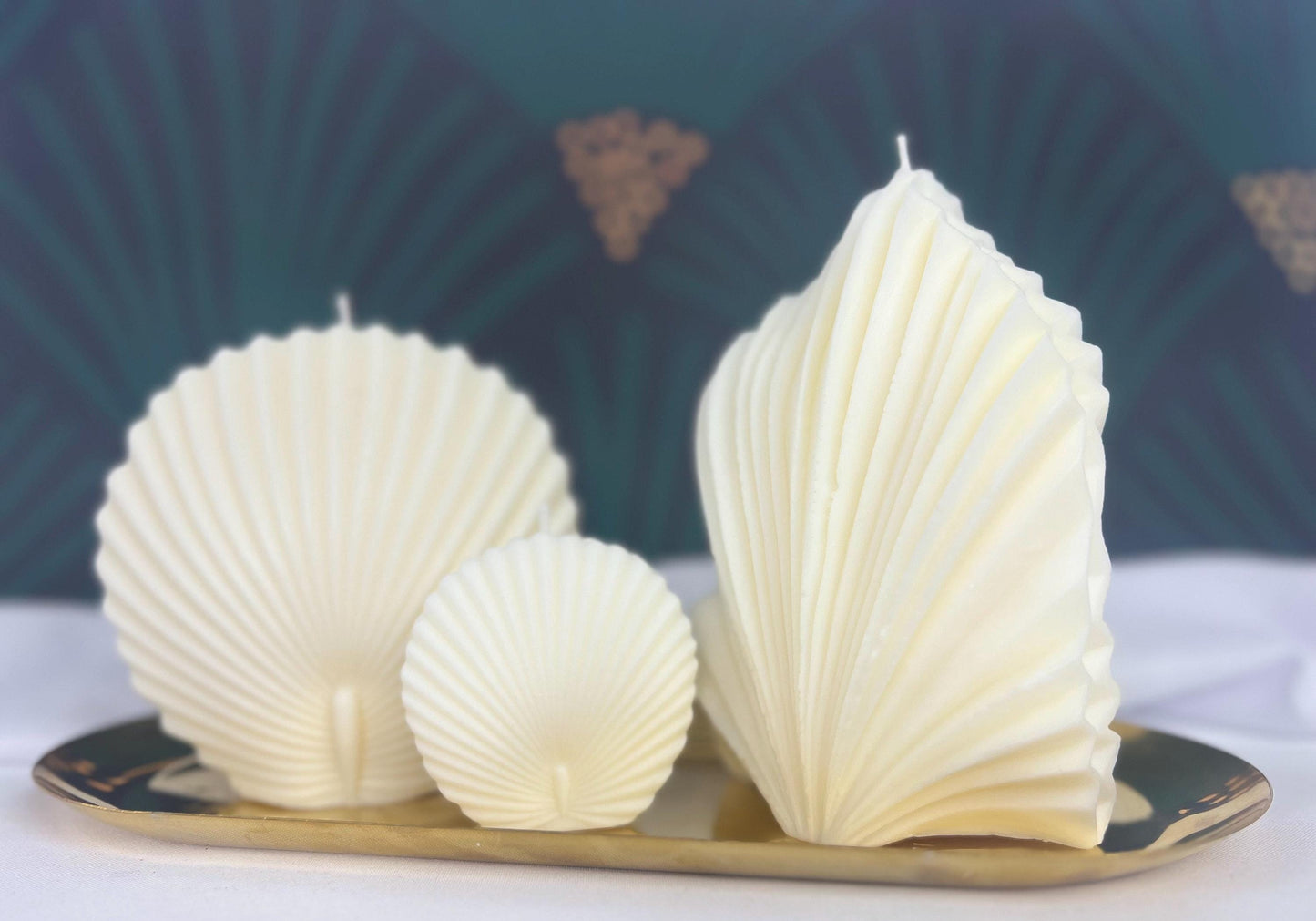 BoHo Vibes Shell Fern Leaf Feather Sculpture Candles