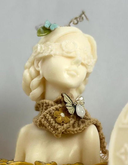 Blindfolded Sunflower Woman Sculptural Candle