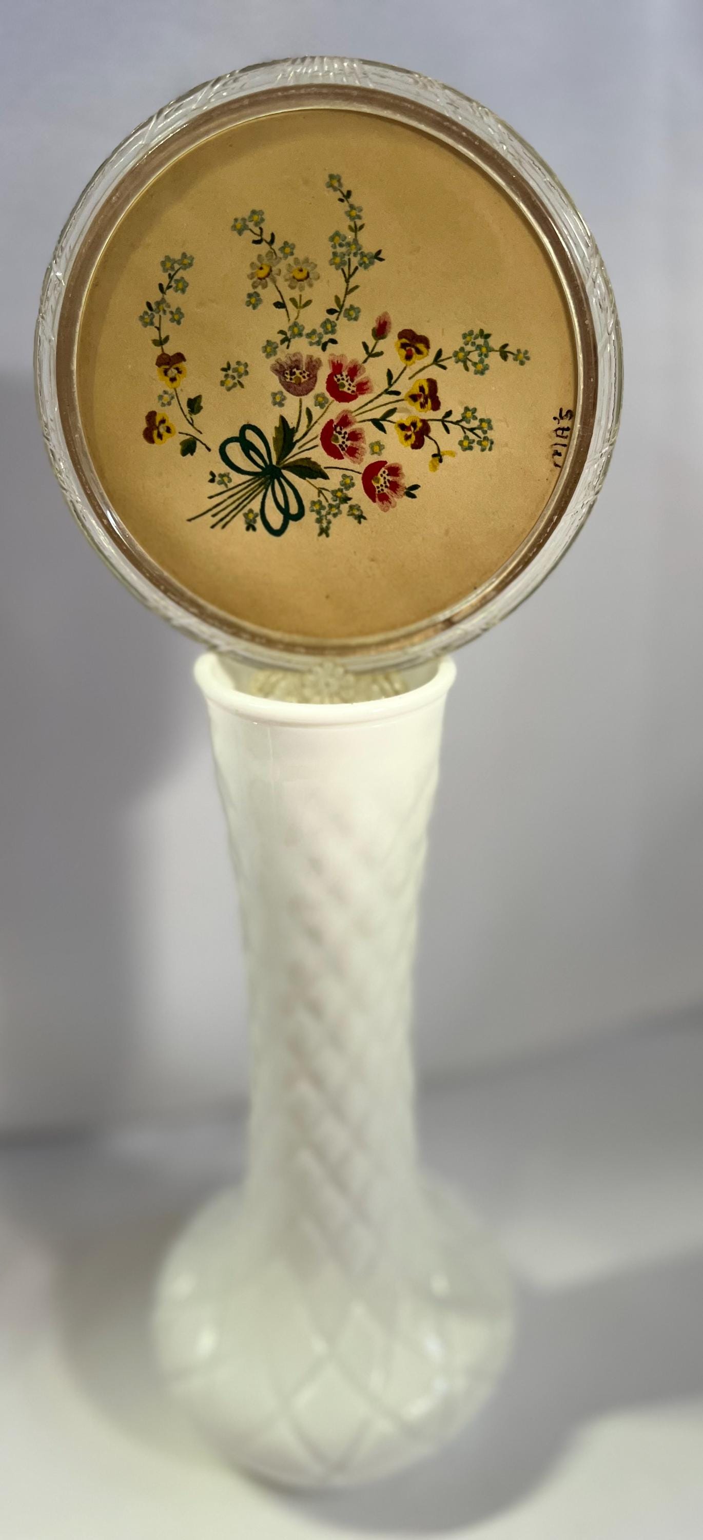 Lucite Handled Floral Vanity Plastic Handheld Mirrors