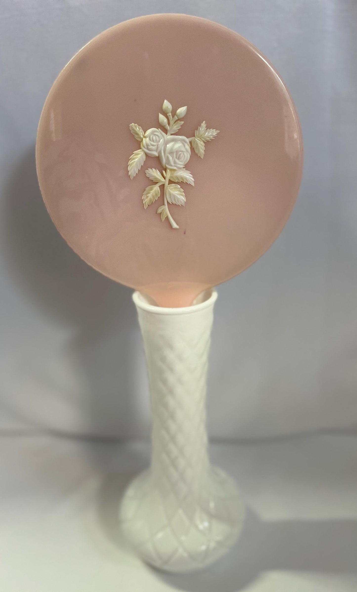Lucite Handled Floral Vanity Plastic Handheld Mirrors