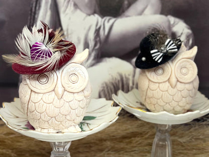 Handmade Soy Owl Candle - Decorative Embellished Design