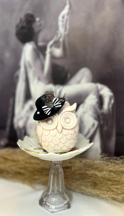 Handmade Soy Owl Candle - Decorative Embellished Design