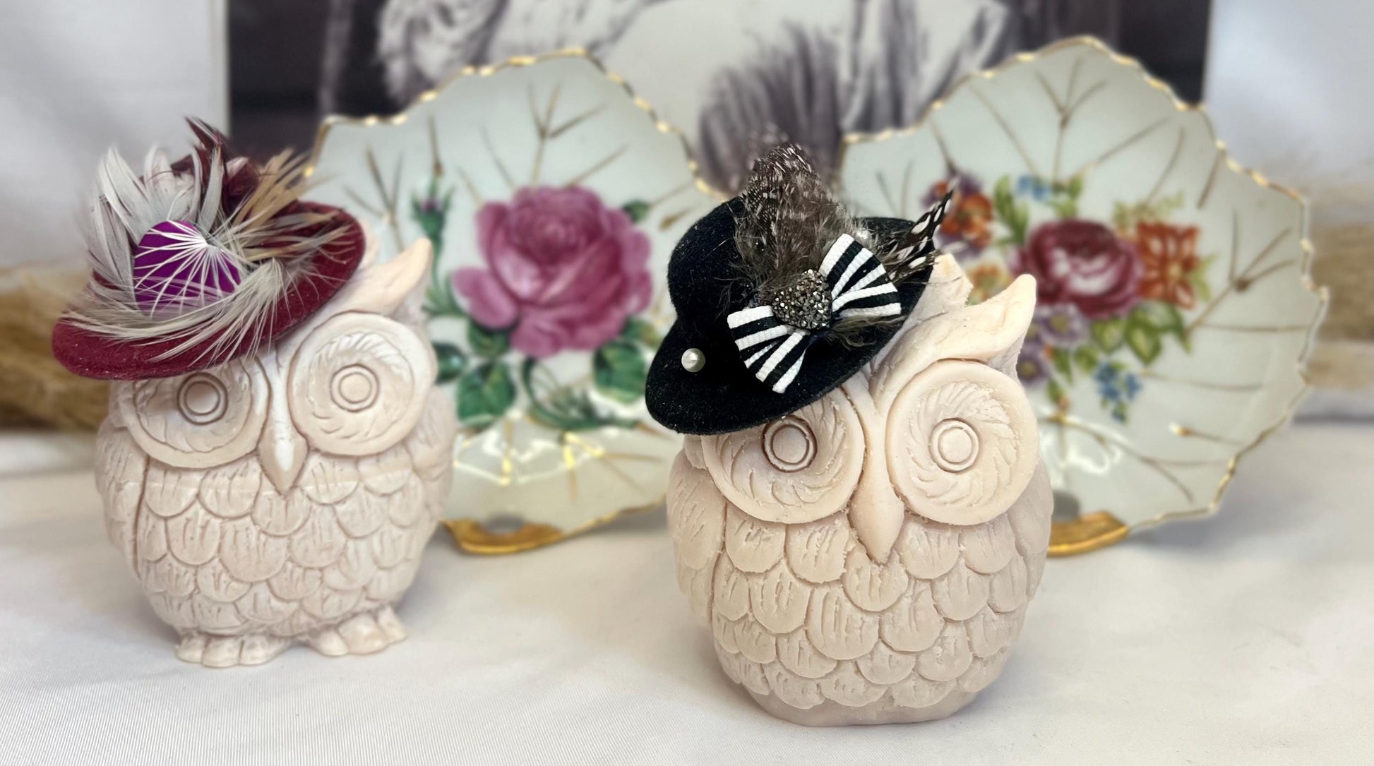 Handmade Soy Owl Candle - Decorative Embellished Design