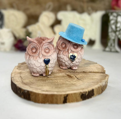 Fancy Mini Couple Owl Candles