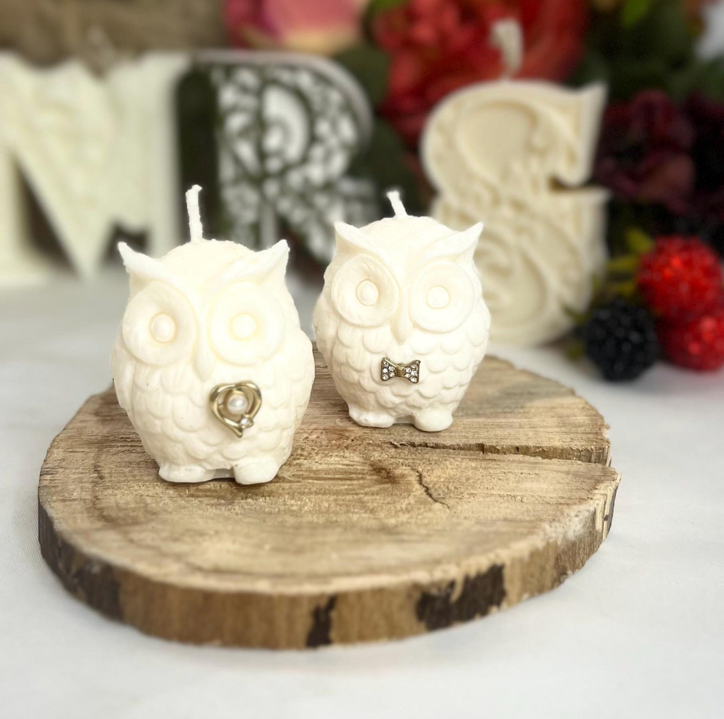 Fancy Mini Couple Owl Candles
