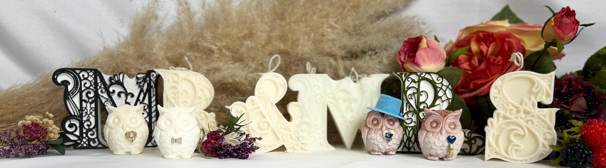 Fancy Mini Couple Owl Candles