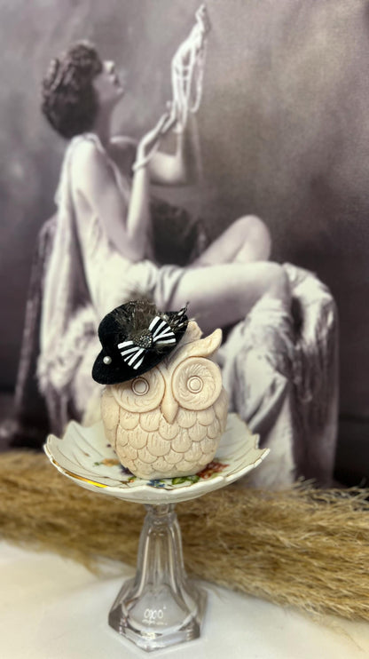 Handmade Soy Owl Candle - Decorative Embellished Design