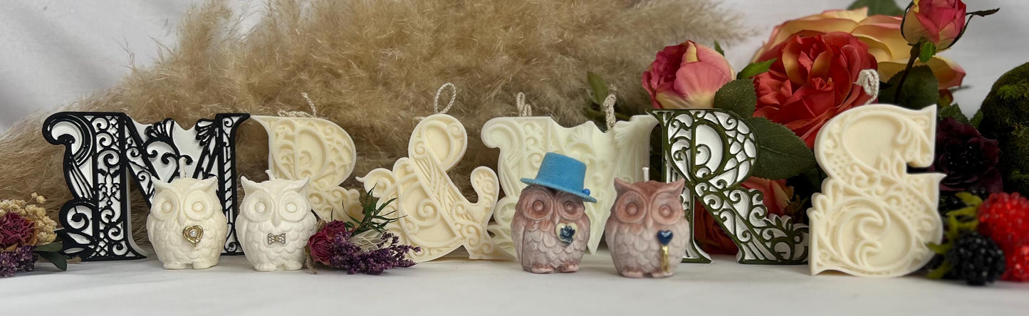 Fancy Mini Couple Owl Candles
