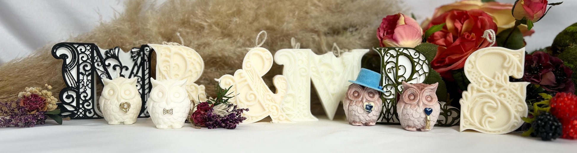 Fancy Mini Couple Owl Candles