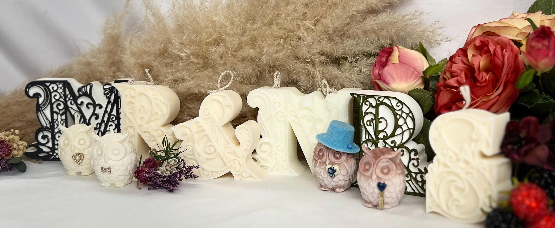 Fancy Mini Couple Owl Candles
