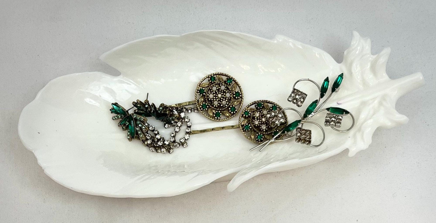 Embellished Vintage Jeweled Peacock Trinket Dish