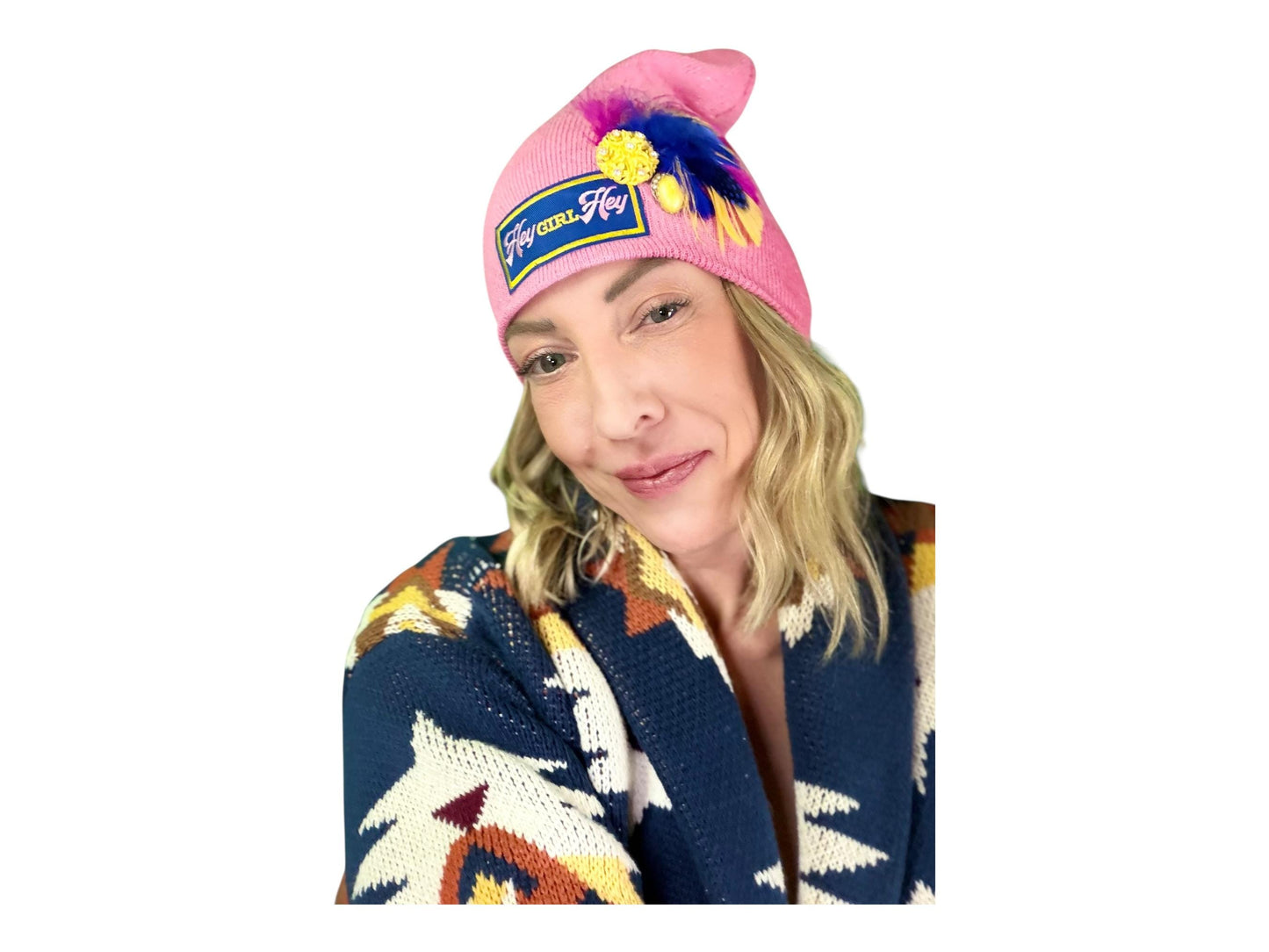 NEW Style Statement “HEY Girl HEY” Patchwork Jeweled Designer Winter Hat
