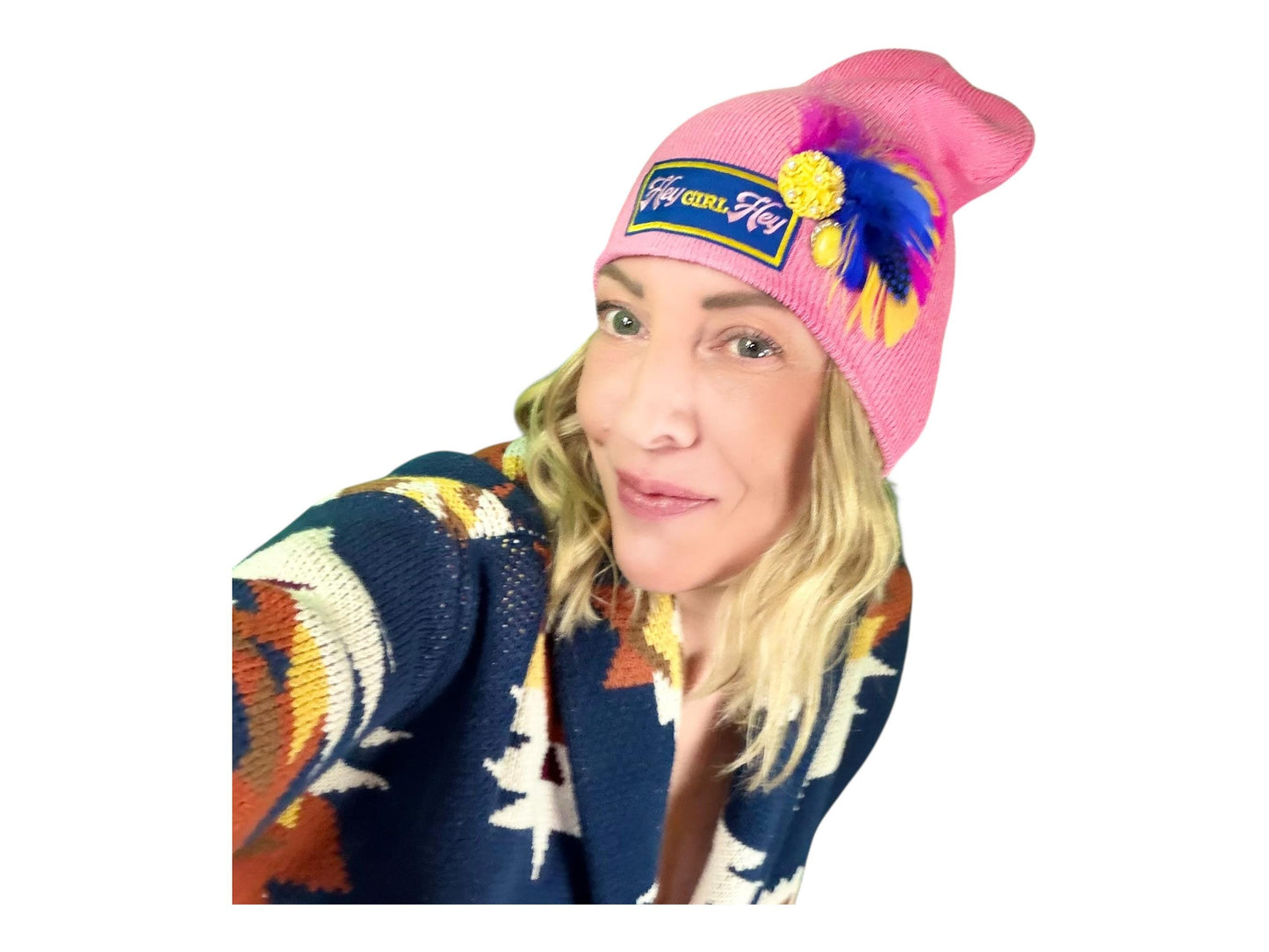 NEW Style Statement “HEY Girl HEY” Patchwork Jeweled Designer Winter Hat