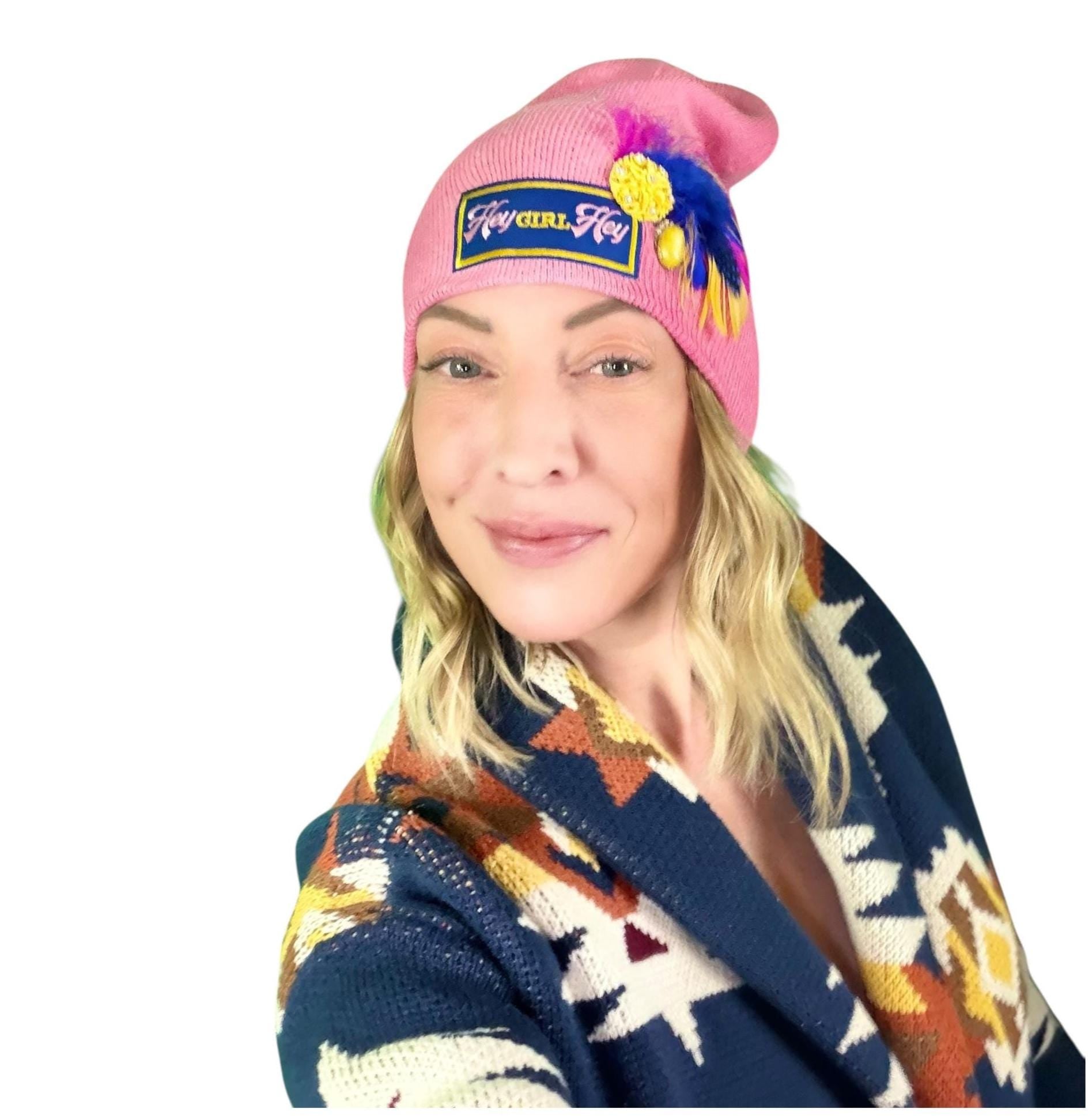 NEW Style Statement “HEY Girl HEY” Patchwork Jeweled Designer Winter Hat