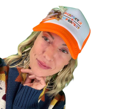 NEW Style Statement “Perfectly Imperfect” Patchwork Jeweled Trucker Hat