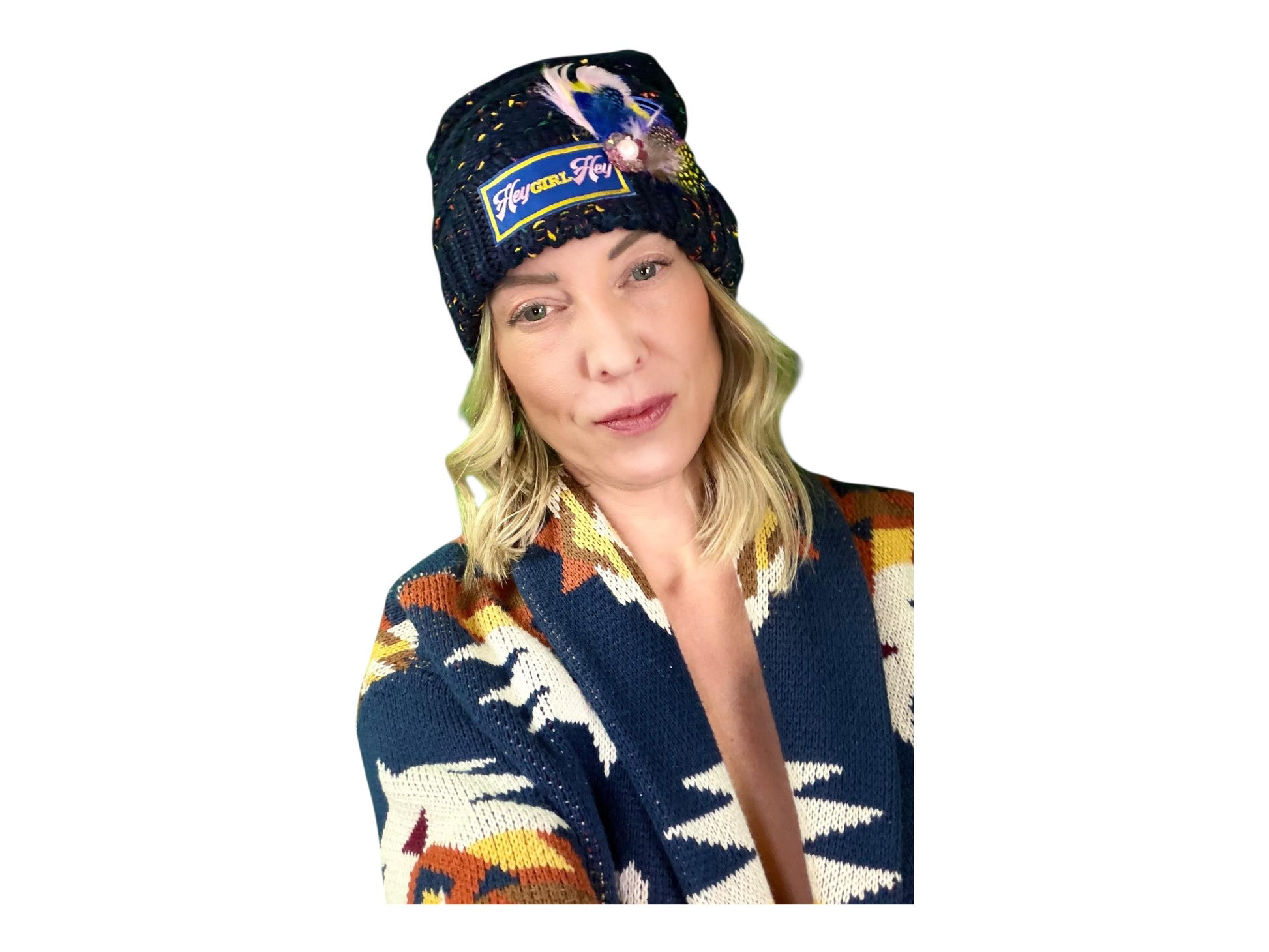 NEW Style Statement “HEY Girl HEY” Patchwork Jeweled Designer Winter Hat