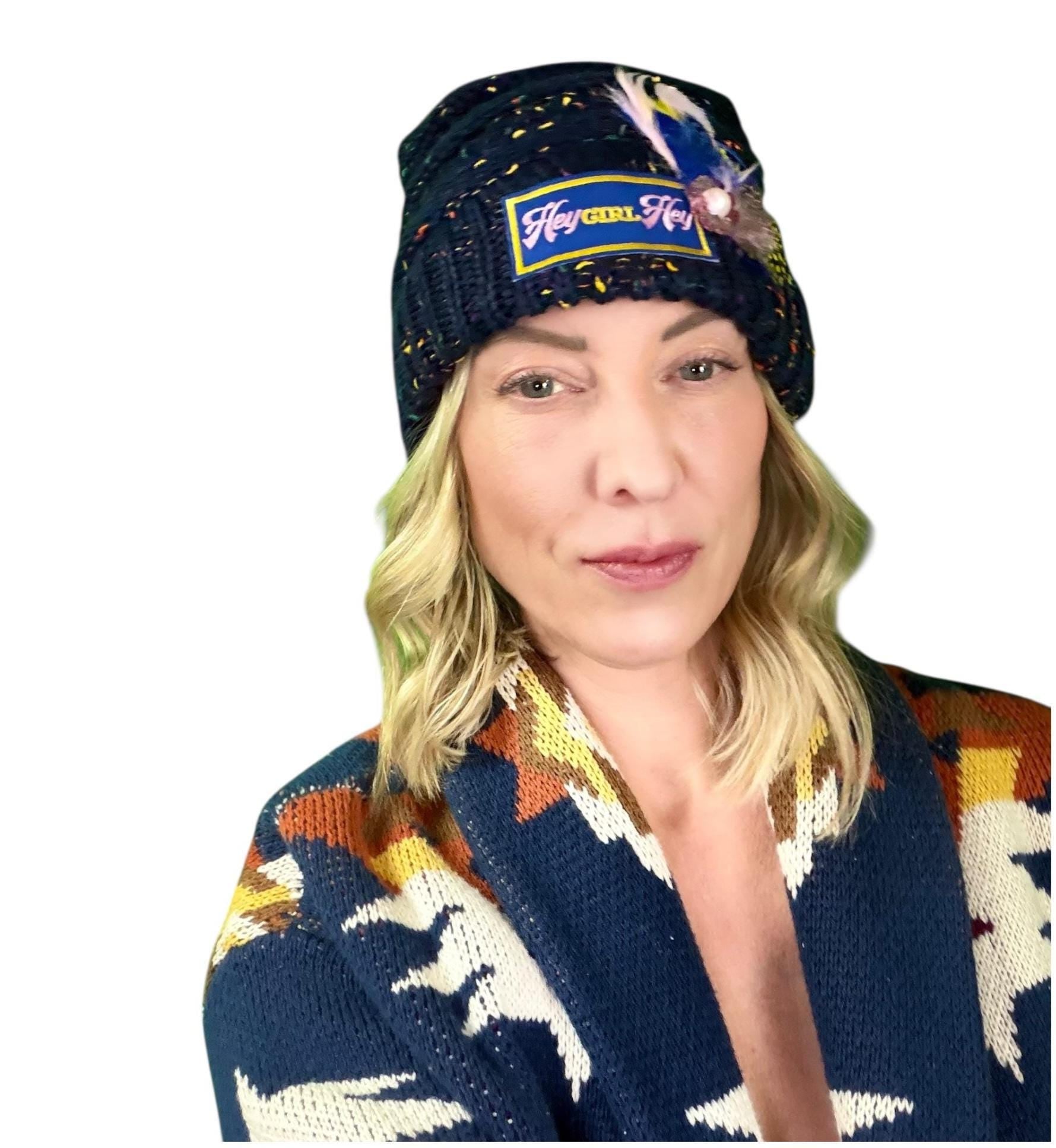 NEW Style Statement “HEY Girl HEY” Patchwork Jeweled Designer Winter Hat