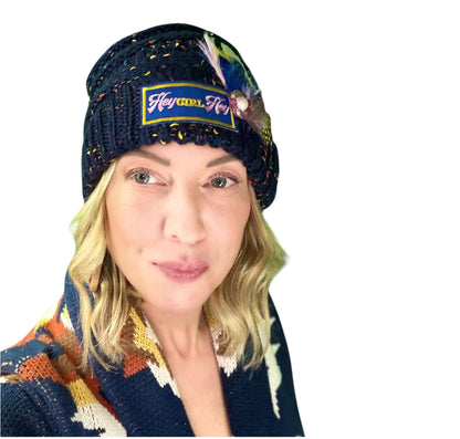 NEW Style Statement “HEY Girl HEY” Patchwork Jeweled Designer Winter Hat
