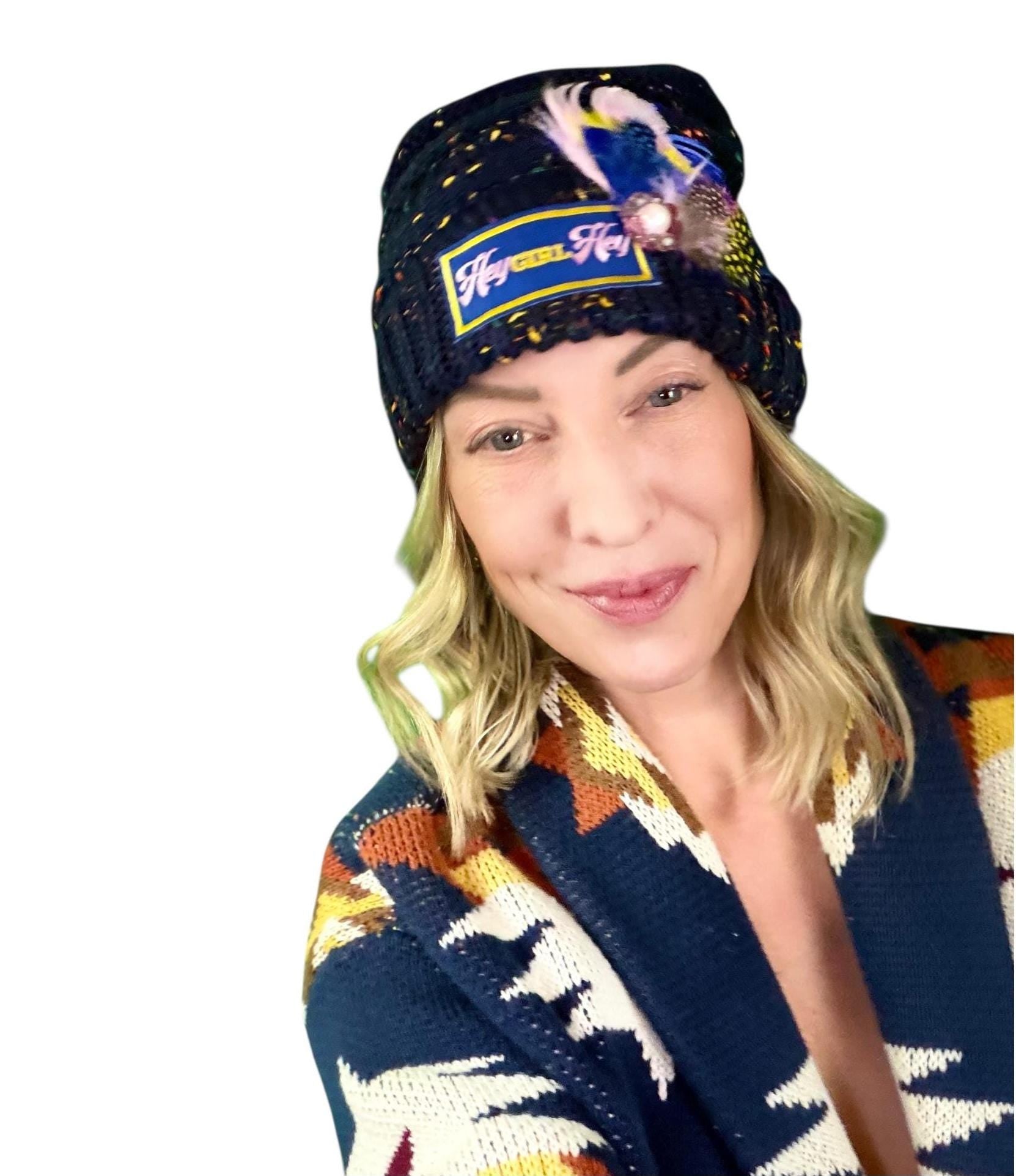 NEW Style Statement “HEY Girl HEY” Patchwork Jeweled Designer Winter Hat