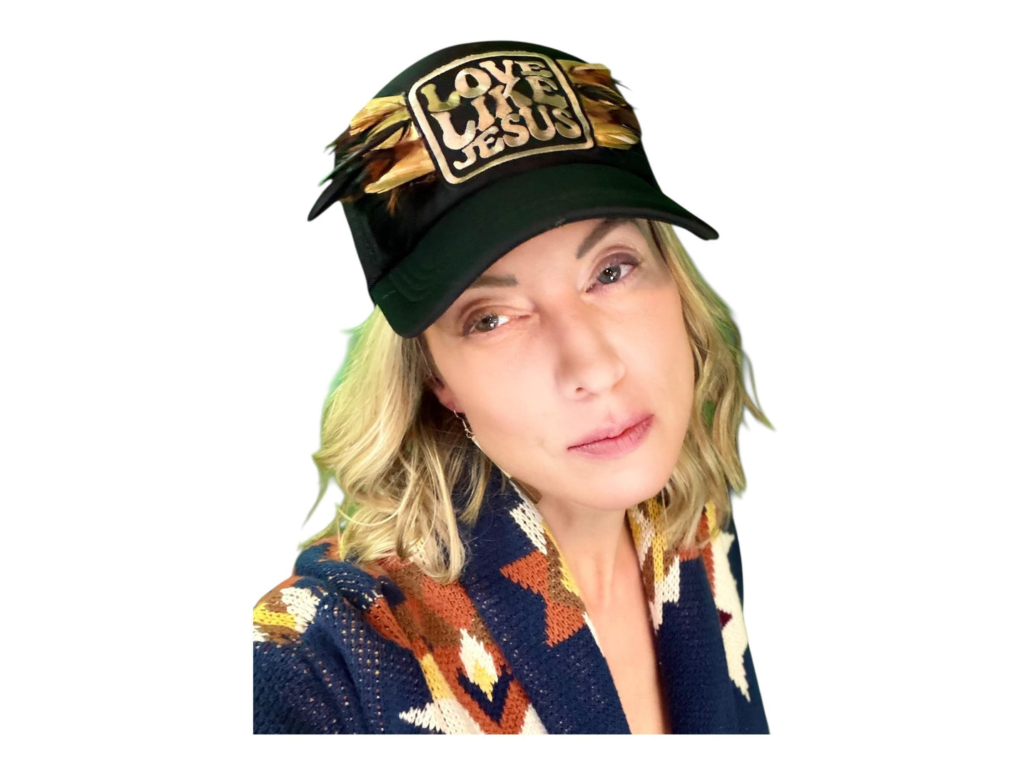 NEW Style Statement “Love Like Jesus” Patchwork Jeweled Trucker Hat