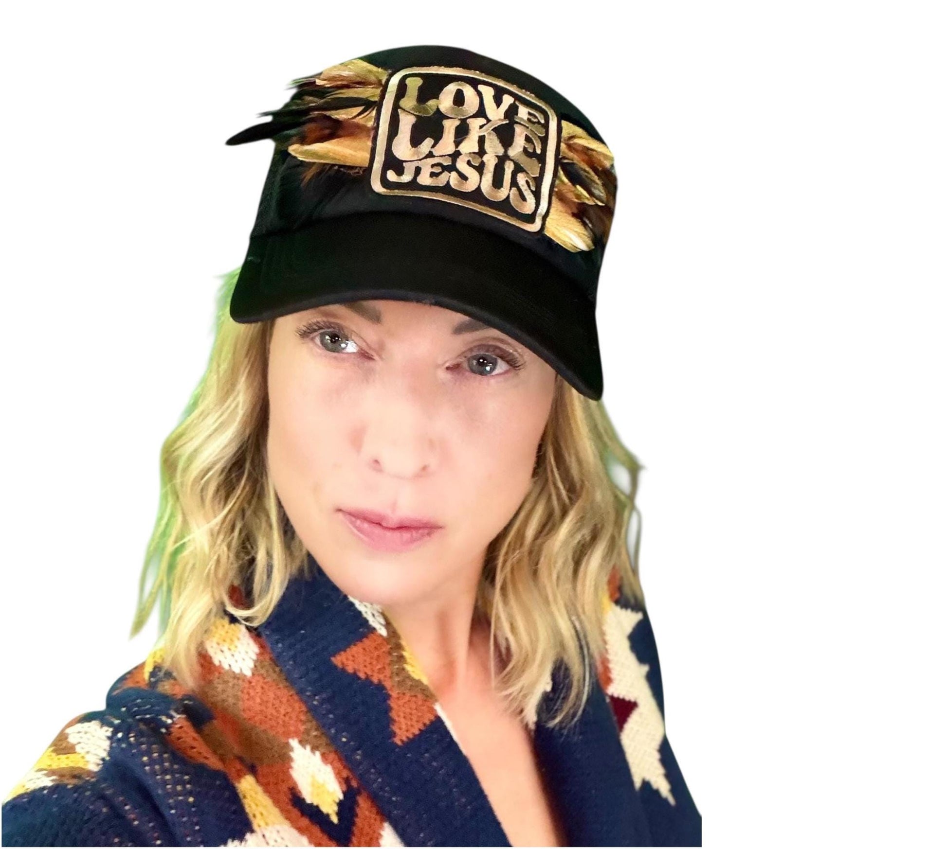 NEW Style Statement “Love Like Jesus” Patchwork Jeweled Trucker Hat