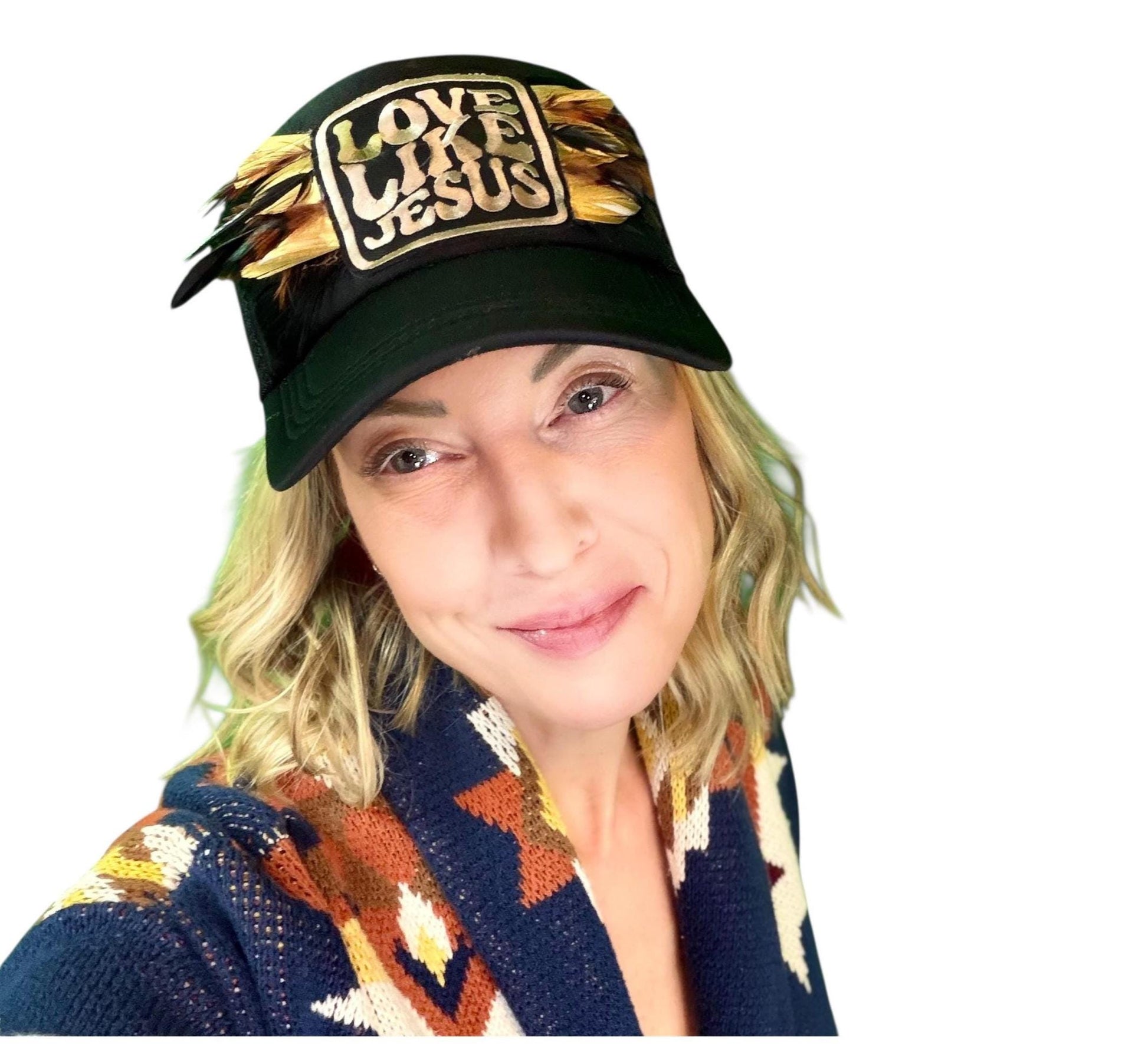 NEW Style Statement “Love Like Jesus” Patchwork Jeweled Trucker Hat
