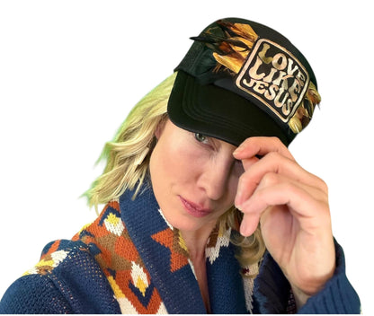 NEW Style Statement “Love Like Jesus” Patchwork Jeweled Trucker Hat