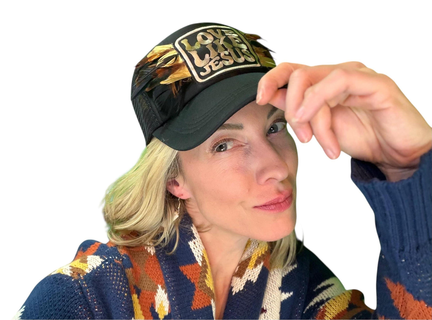 NEW Style Statement “Love Like Jesus” Patchwork Jeweled Trucker Hat