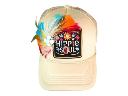 NEW Style Statement “Hippie Soul” Patchwork Jeweled Trucker Hat