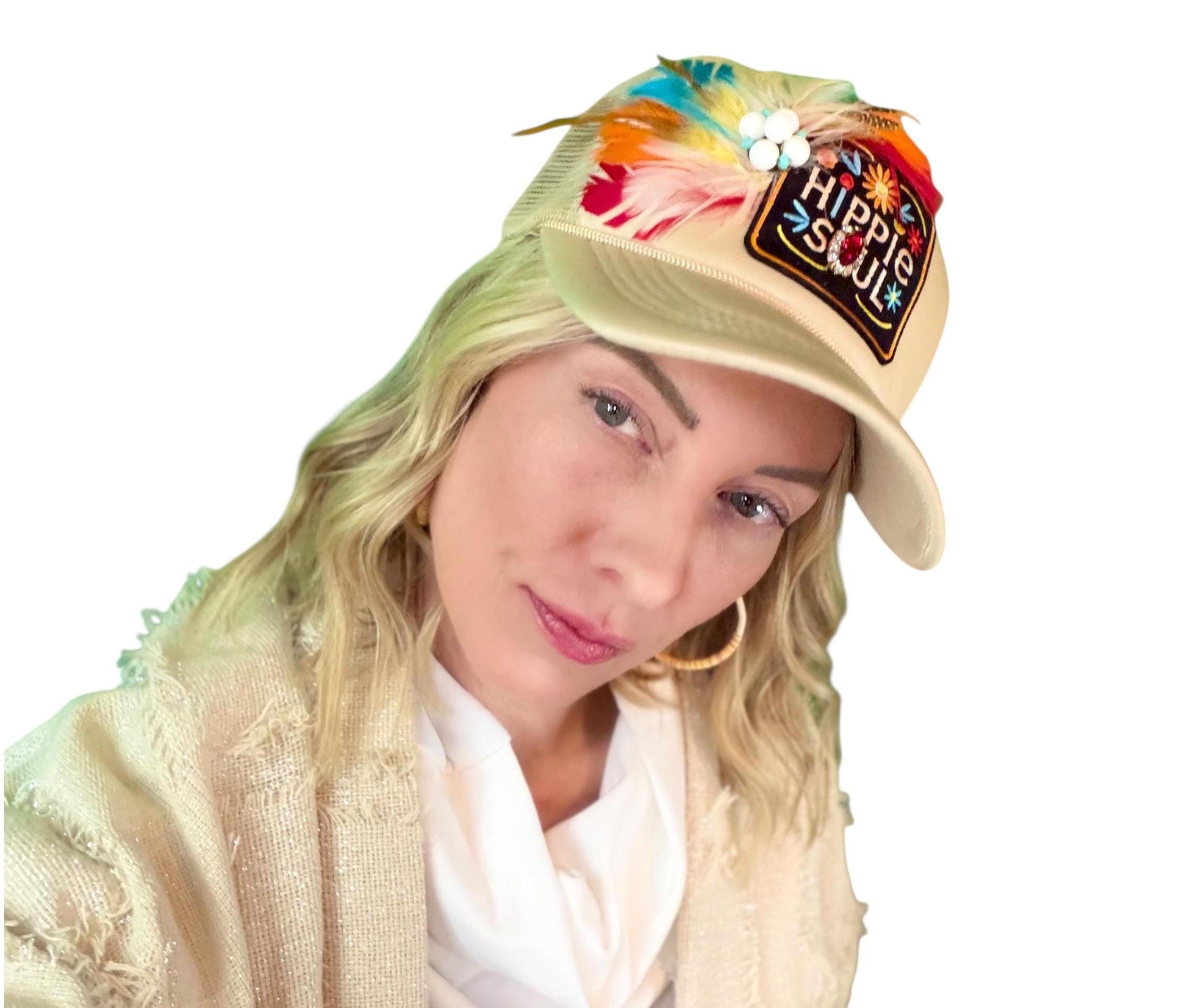 NEW Style Statement “Hippie Soul” Patchwork Jeweled Trucker Hat