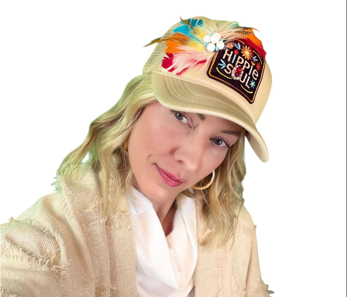 NEW Style Statement “Hippie Soul” Patchwork Jeweled Trucker Hat