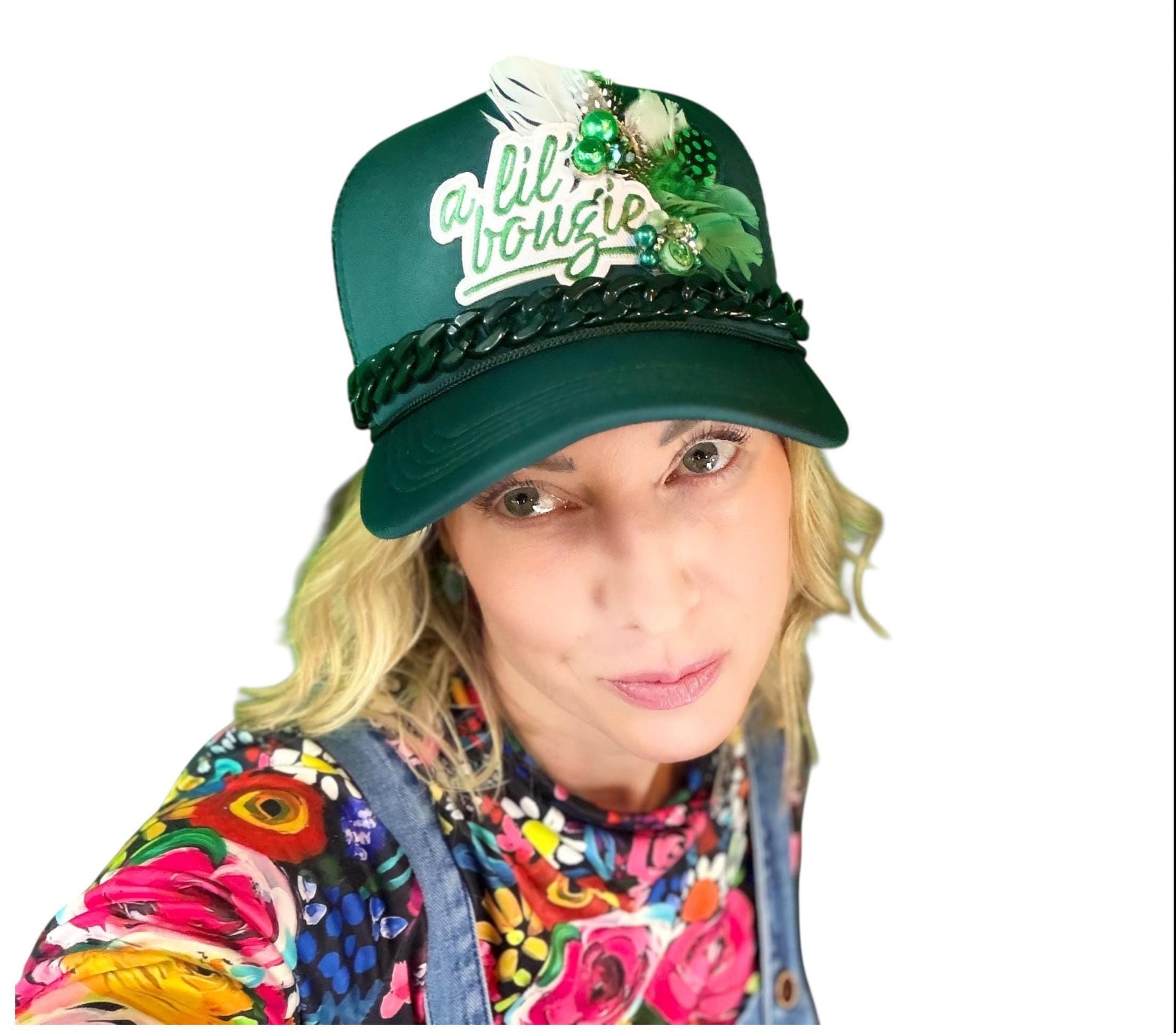 NEW Style Statement “A Lil’ Bougie” Patchwork Jeweled Trucker Hat
