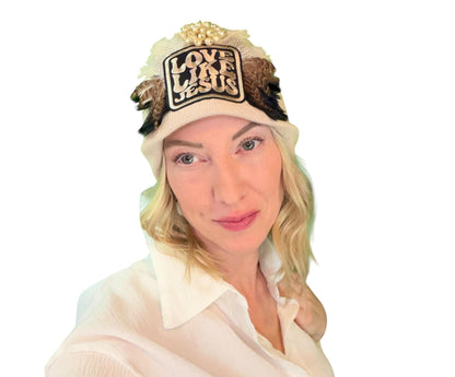 NEW Style Statement “Love Like Jesus” Patchwork Jeweled Fashionable Winter Hat