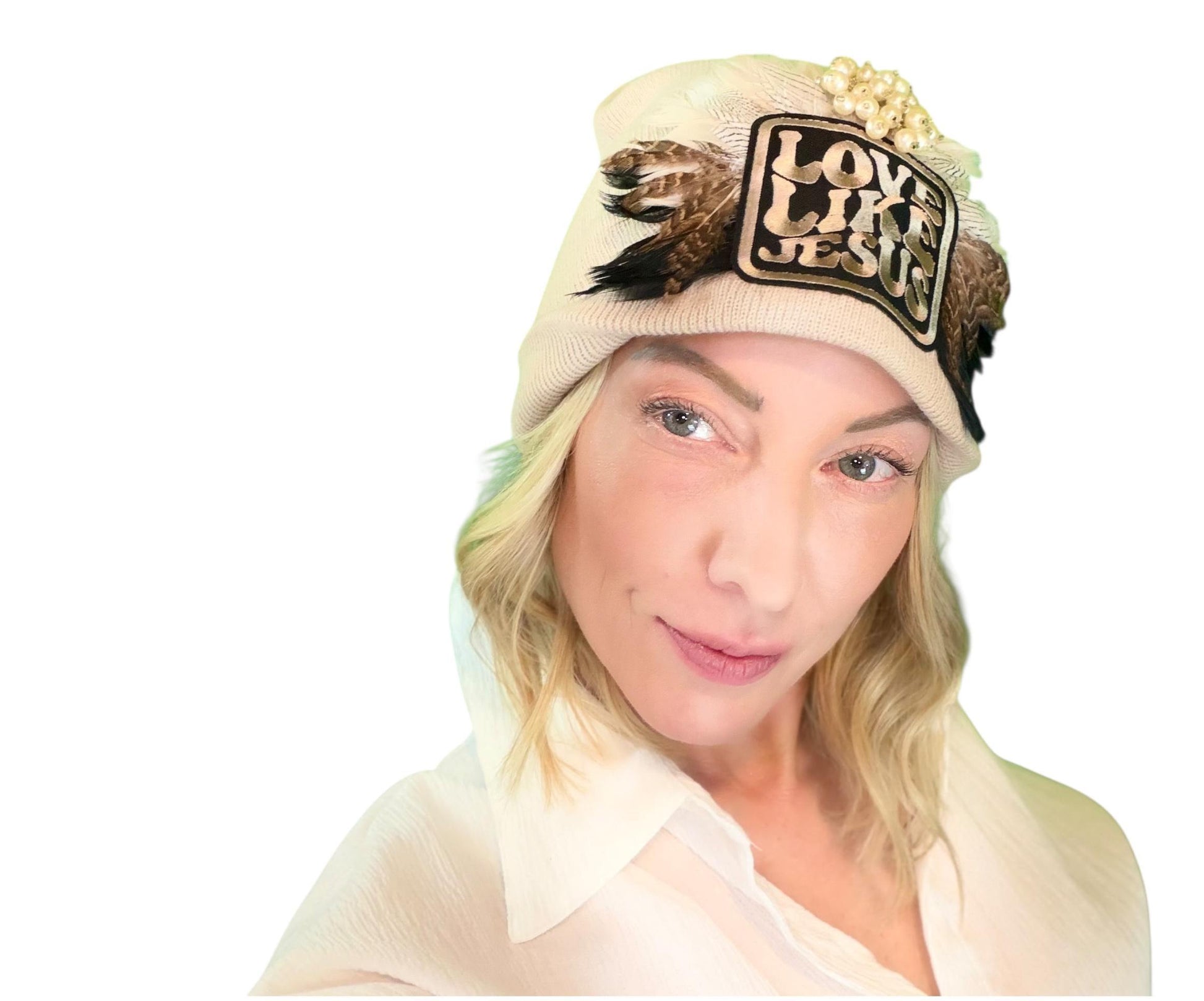 NEW Style Statement “Love Like Jesus” Patchwork Jeweled Fashionable Winter Hat