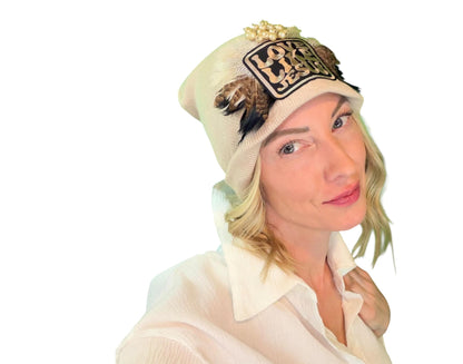 NEW Style Statement “Love Like Jesus” Patchwork Jeweled Fashionable Winter Hat