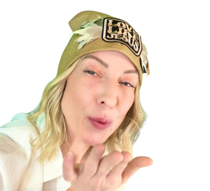NEW Style Statement “Love Like Jesus” Patchwork Jeweled Fashionable Winter Hat