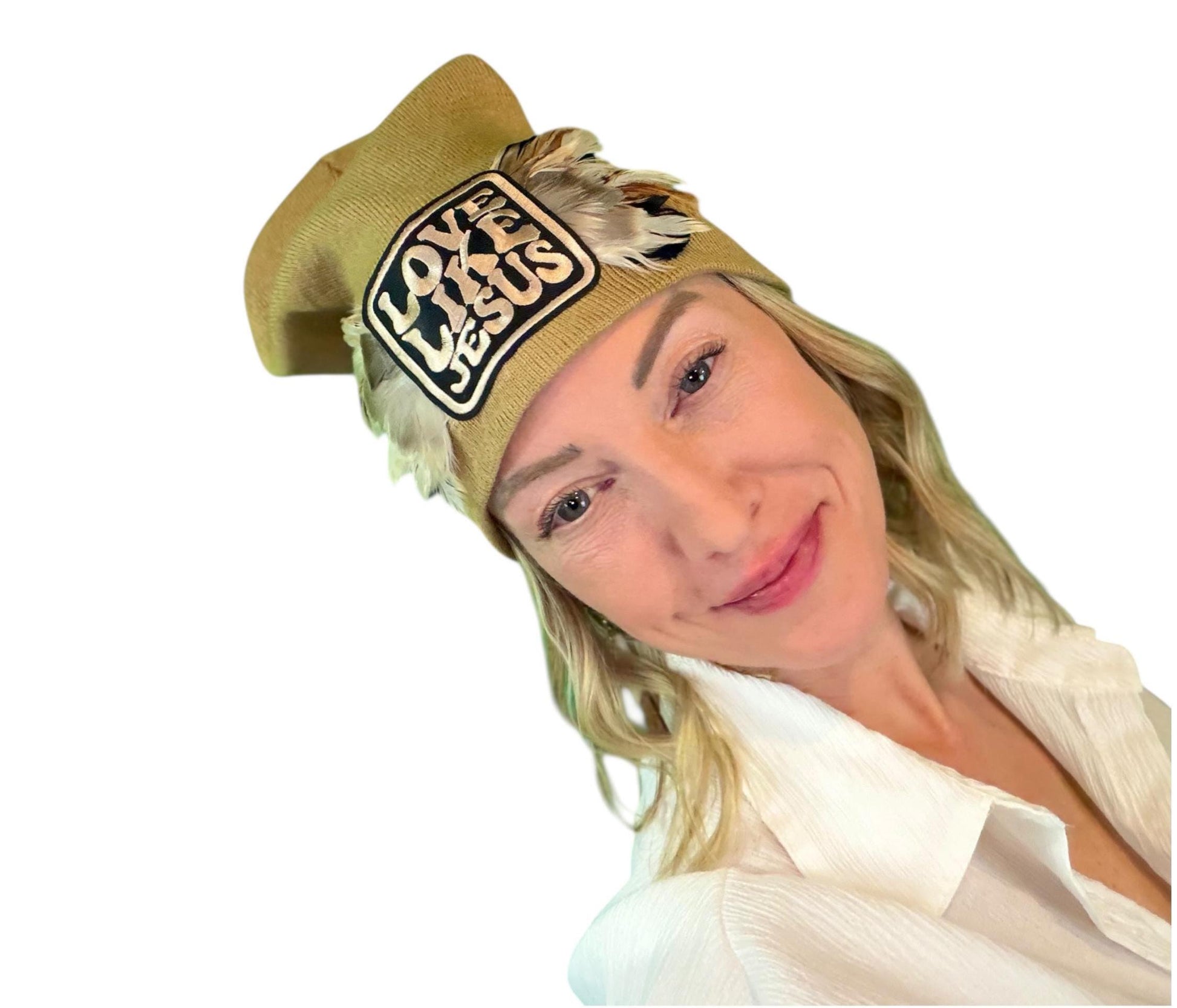 NEW Style Statement “Love Like Jesus” Patchwork Jeweled Fashionable Winter Hat
