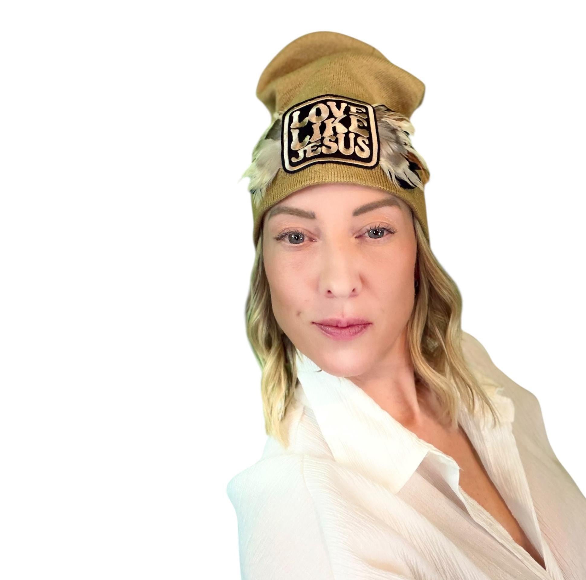 NEW Style Statement “Love Like Jesus” Patchwork Jeweled Fashionable Winter Hat