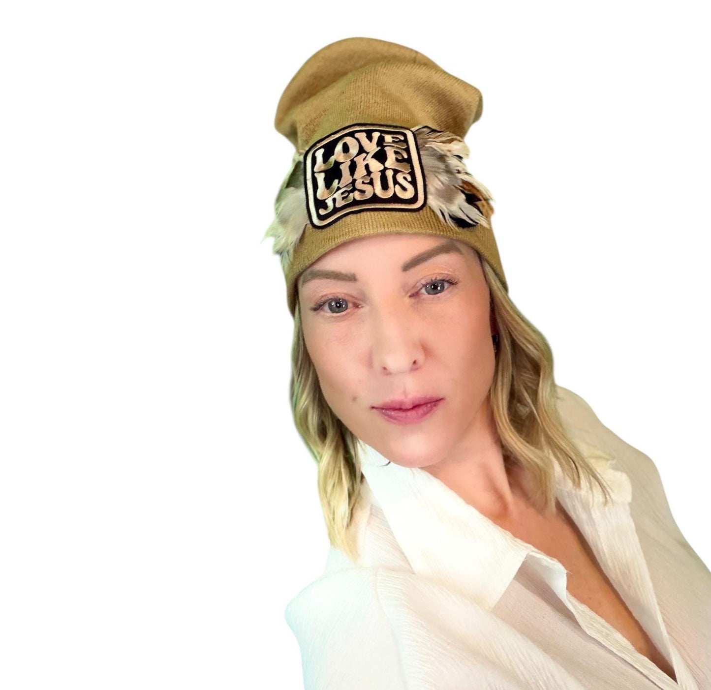 NEW Style Statement “Love Like Jesus” Patchwork Jeweled Fashionable Winter Hat