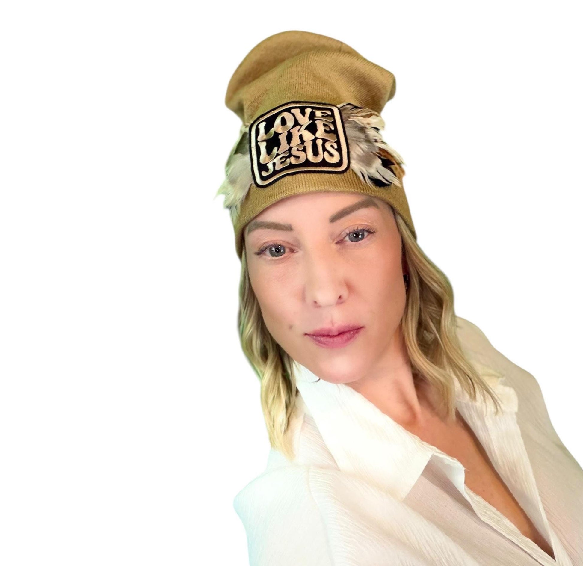 NEW Style Statement “Love Like Jesus” Patchwork Jeweled Fashionable Winter Hat